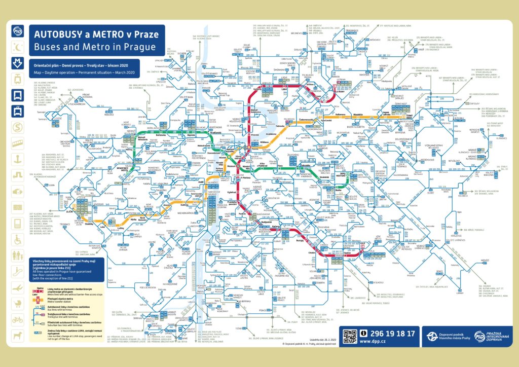 Метро и автобусные маршруты в Праге